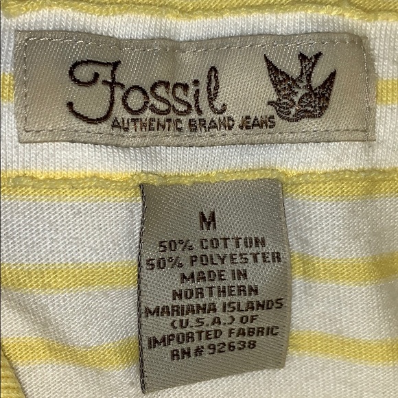 Fossil White & Yellow Stripes Collared Shirt *2 for $5* - Picture 7 of 8